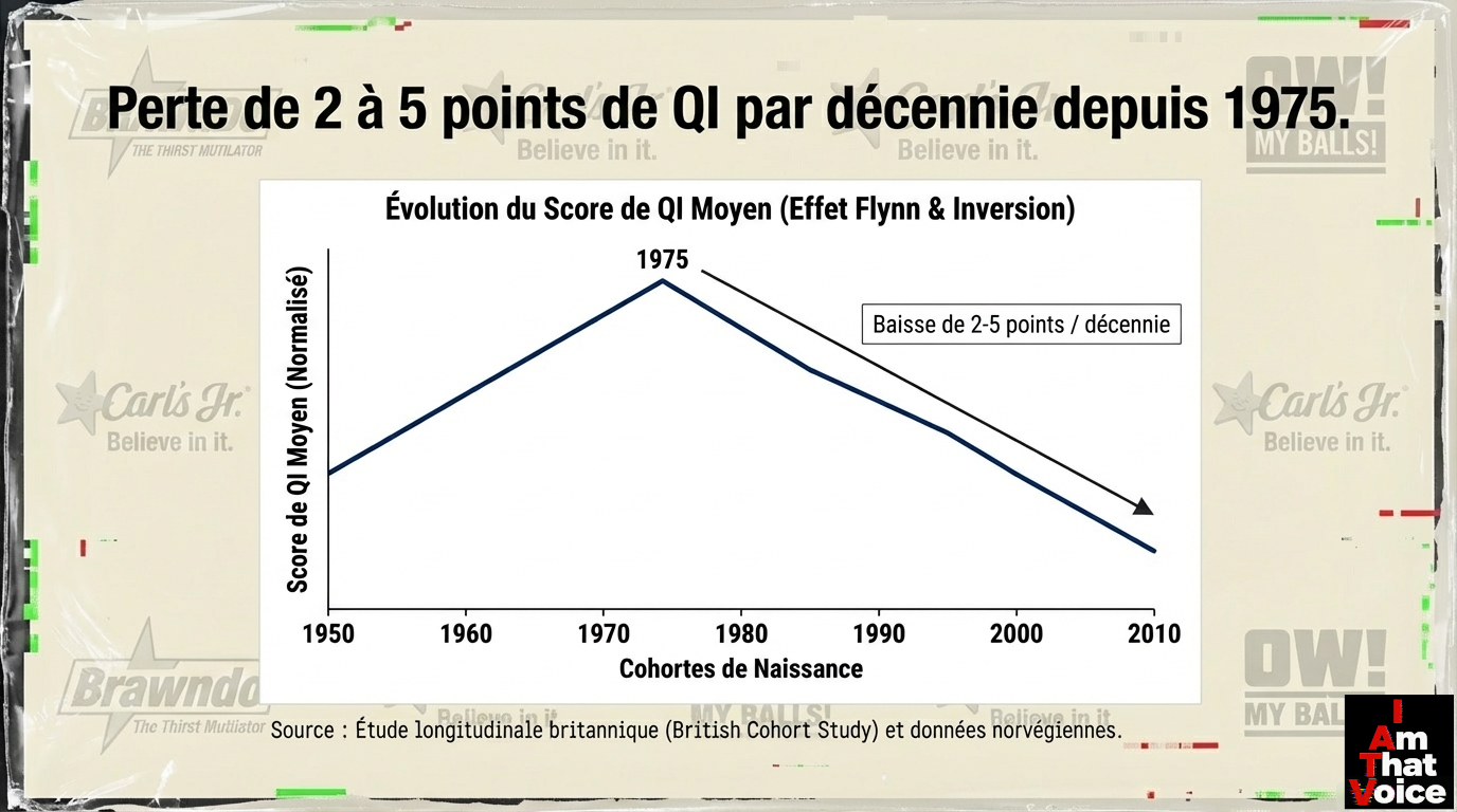 Perte de 2 à 5 points de QI par décennie depuis 1975