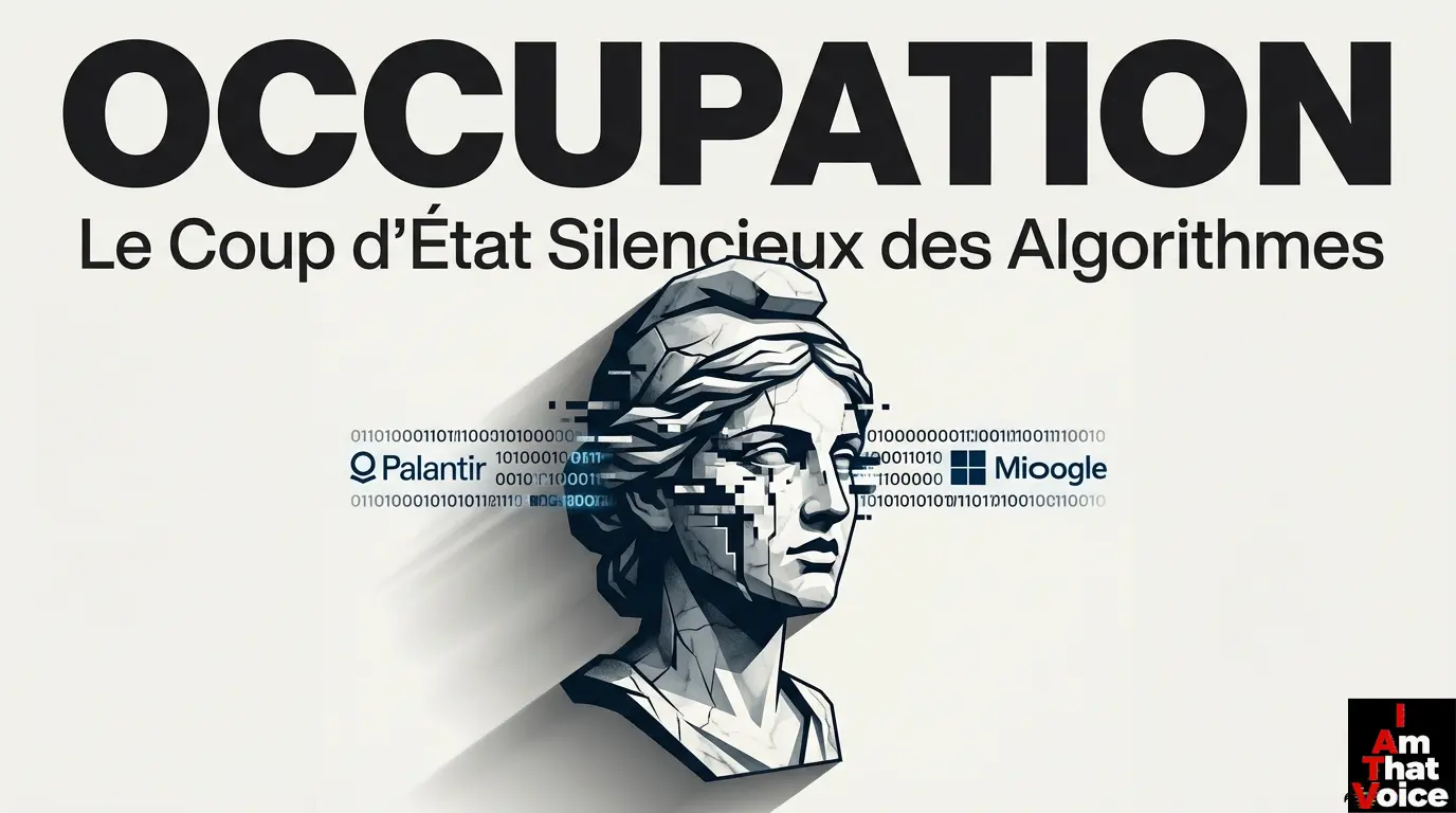 Buste grec classique glitché avec des symboles technologiques modernes
