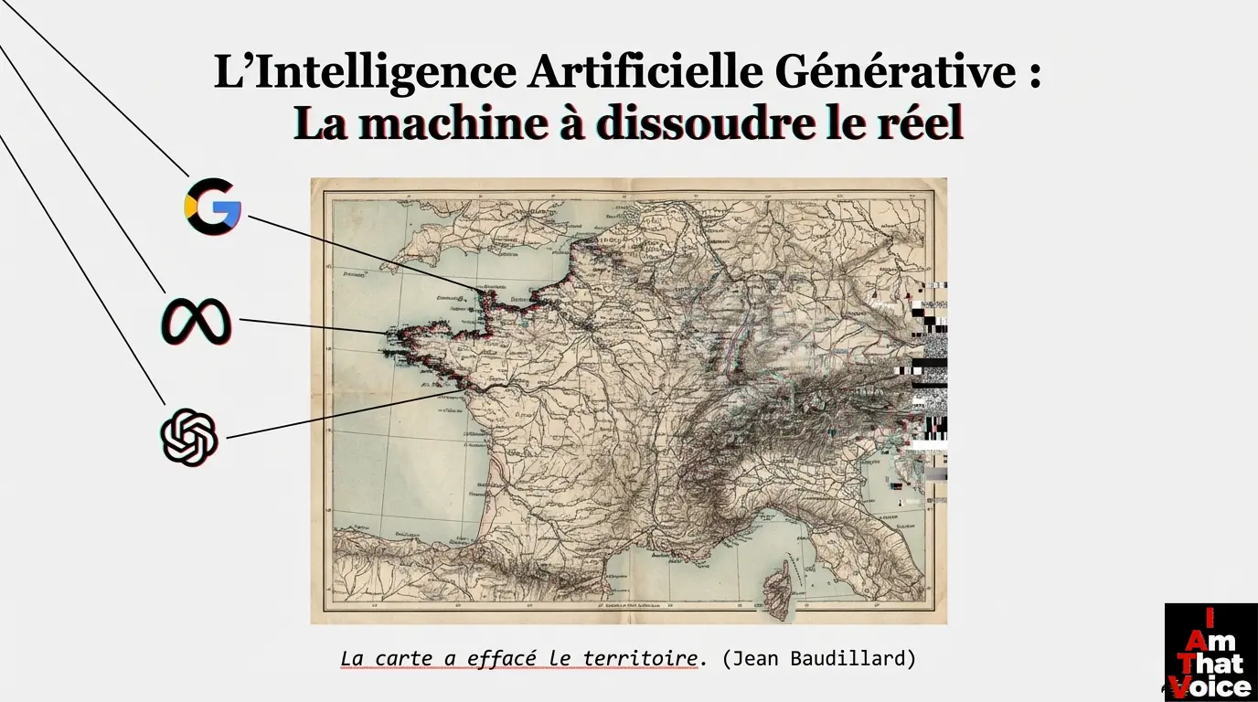 La carte a effacé le territoire : dissolution du réel par l&rsquo;IA générative