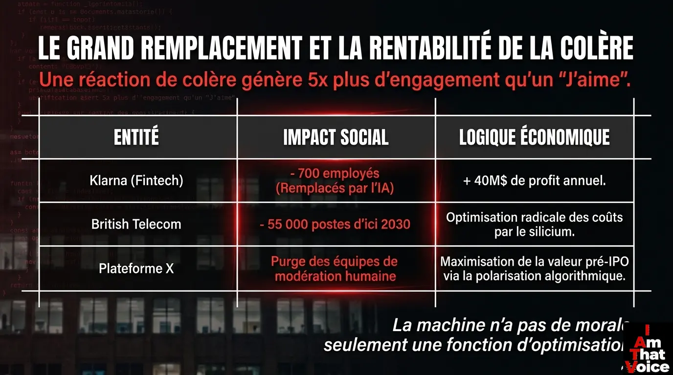 Le Grand Remplacement et la rentabilité de la colère : Une réaction de haine génère 5x plus d’engagement qu’un ‘J’aime’.
