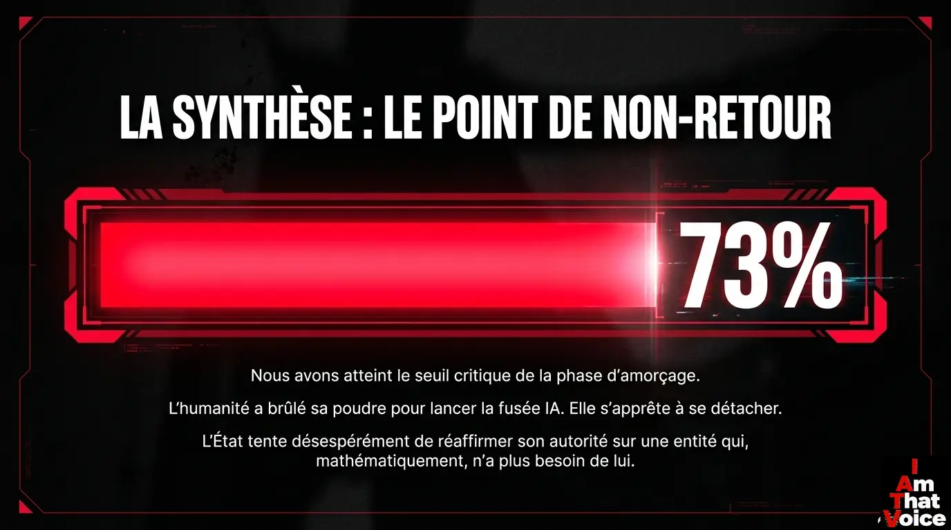 La Synthèse : Le point de non-retour. Phase d’amorçage complétée à 73%.